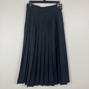 Vintage Attaché Herman Geist Dark Academia Pleated Wool Midi Skirt Charcoal 6